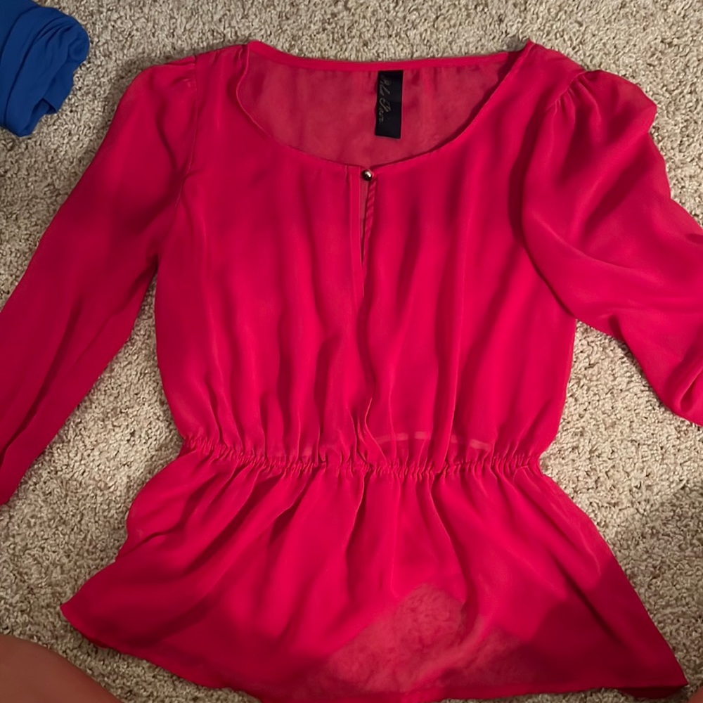 Blue Rain Pink Open Blouse Size S